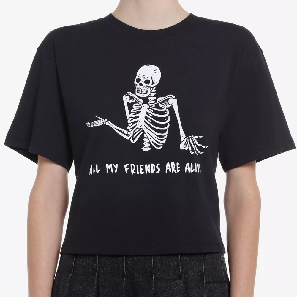 All My Friends Are Dead Girls Crop T-Shirt By Friday Jr.